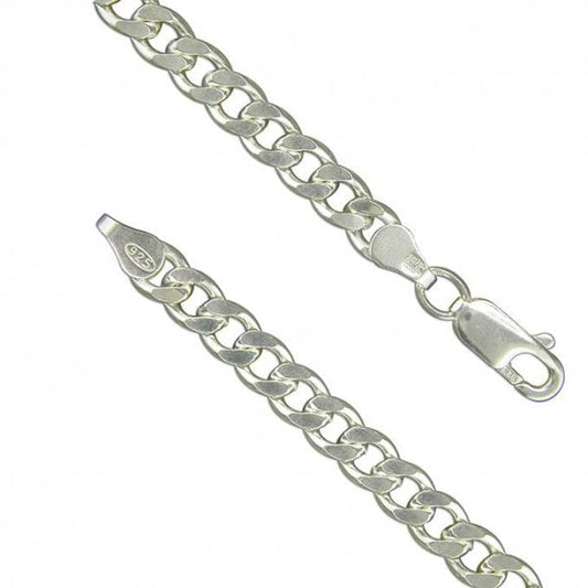 Sterling Silver Chain 46cm/18in flat curb