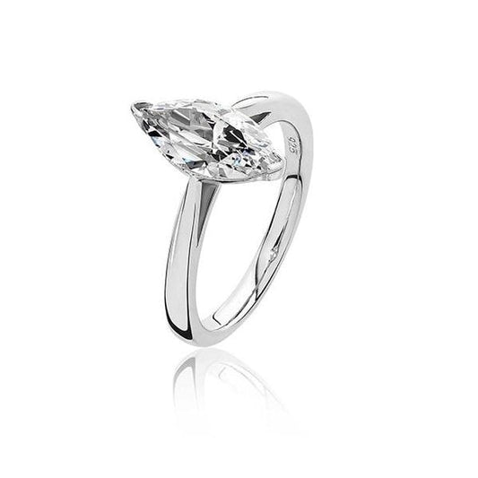 SILVER 2 CLAW SET 12X6MM MARQUISE SHAPE RING