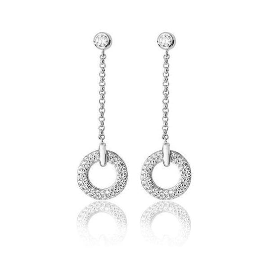 SILVER PAVE CIRCULAR CZ DROPS