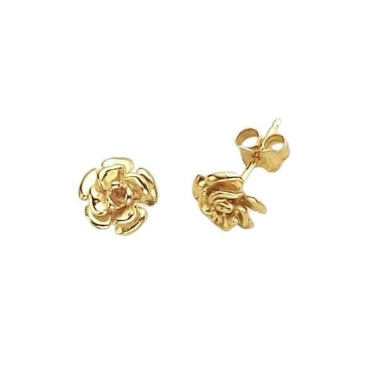 9CT YELLOW GOLD FLOWER STUD EARRINGS
