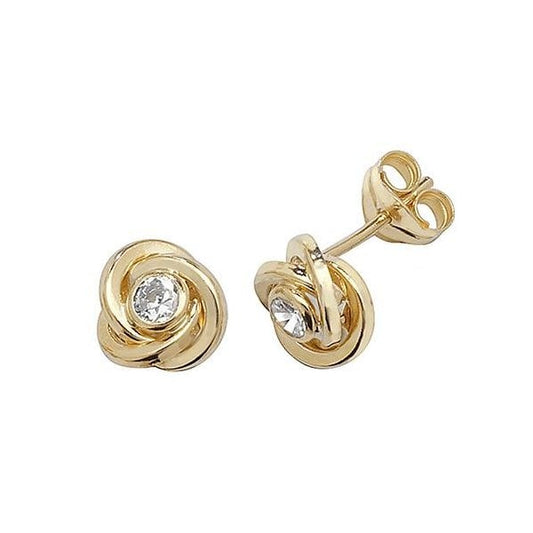 9CT YELLOW GOLD CZ ORBITAL STUD EARRINGS
