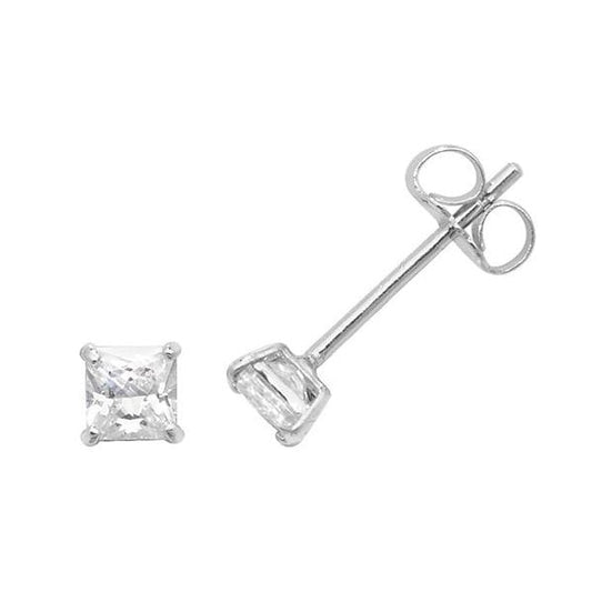 9CT WHITE GOLD SQUARE CZ STUD EARRINGS