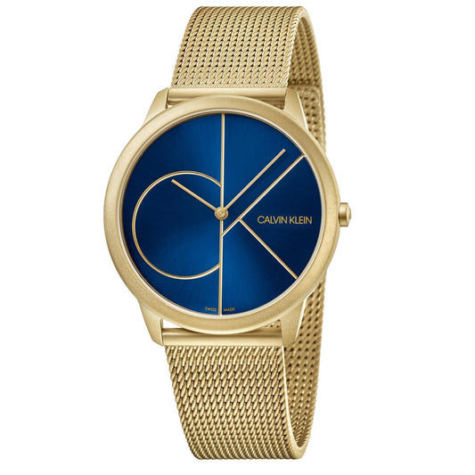 Minimal Quartz Blue Dial Gold Milanese Watch