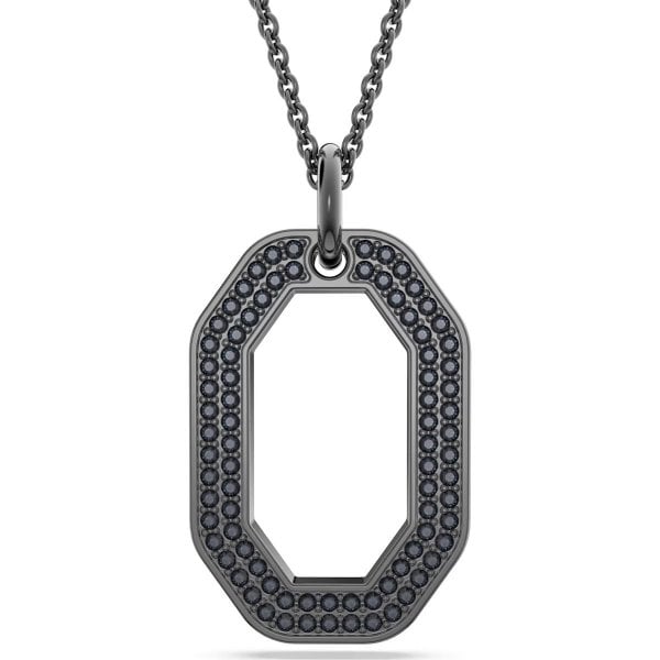 Dextera pendant, Octagon shape, Black, Ruthenium