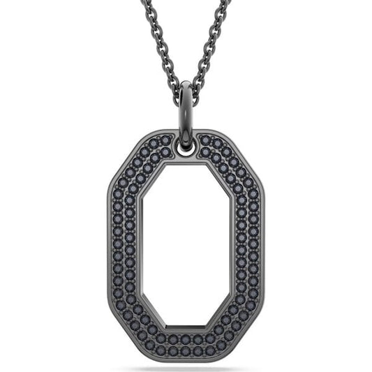 Dextera pendant, Octagon shape, Black, Ruthenium