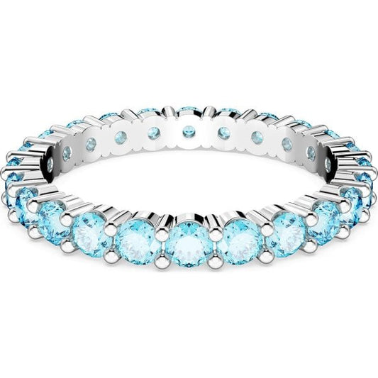 Matrix ring, Round cut, Blue, Rhodium plated S55