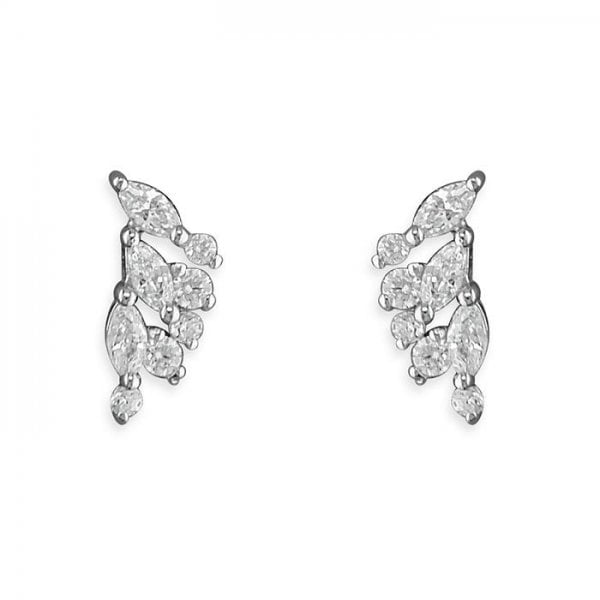 Small multi-cubic zirconia wing stud
