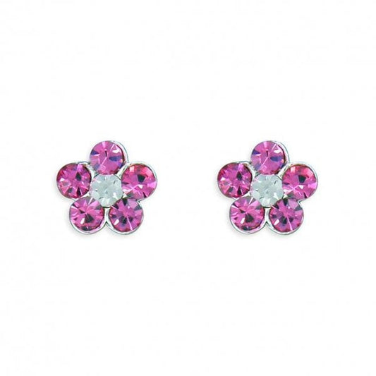 Pink crystal flower stud