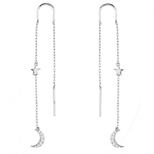 Cubic zirconia moon and plain star pull-through