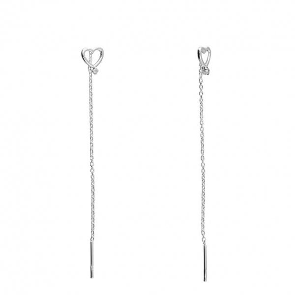 Cubic zirconia heart stud pull through Earrings