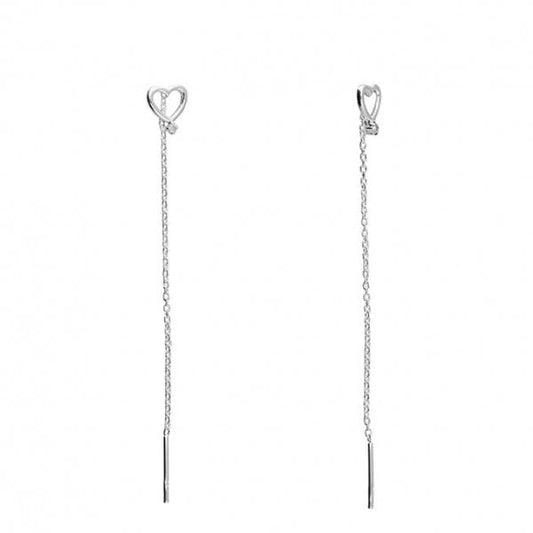 Cubic zirconia heart stud pull through Earrings