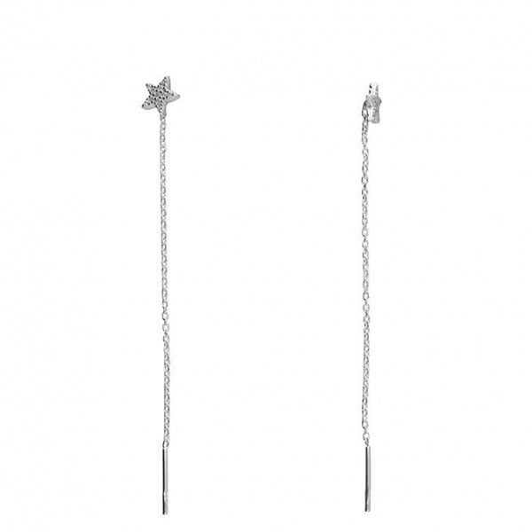 Cubic zirconia star stud pull through Earrings