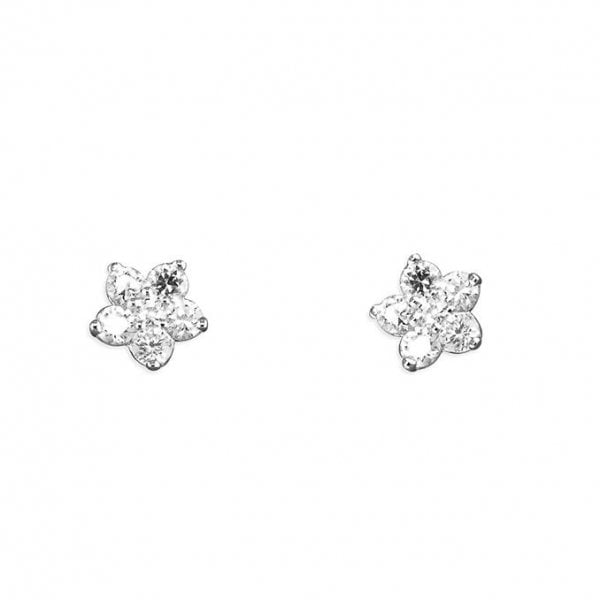 Cubic zirconia flower cluster stud