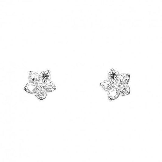 Cubic zirconia flower cluster stud