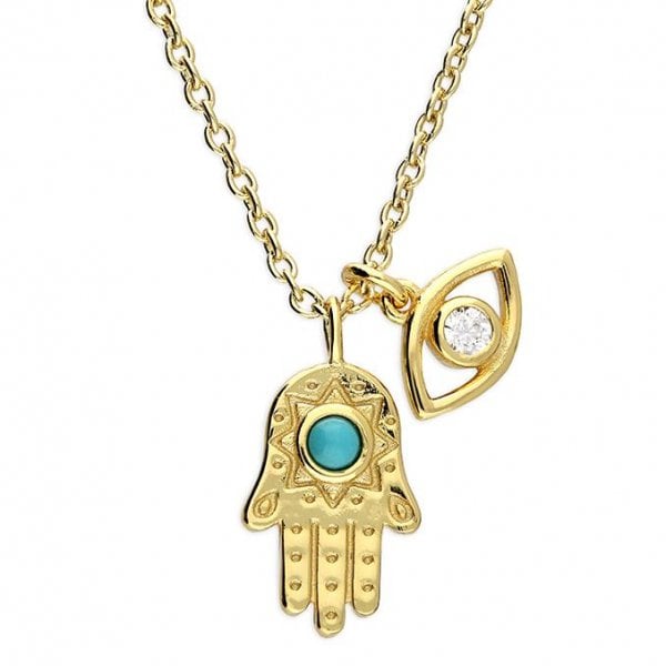 42+3cm extender yellow gold plated Hamsa hand