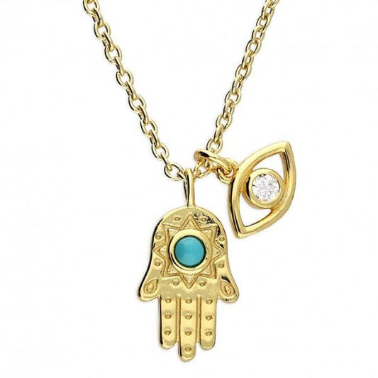 42+3cm extender yellow gold plated Hamsa hand
