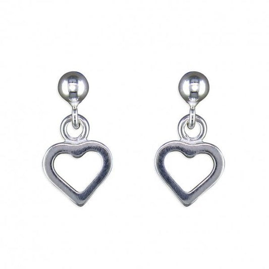 Small plain open heart drop Earrings