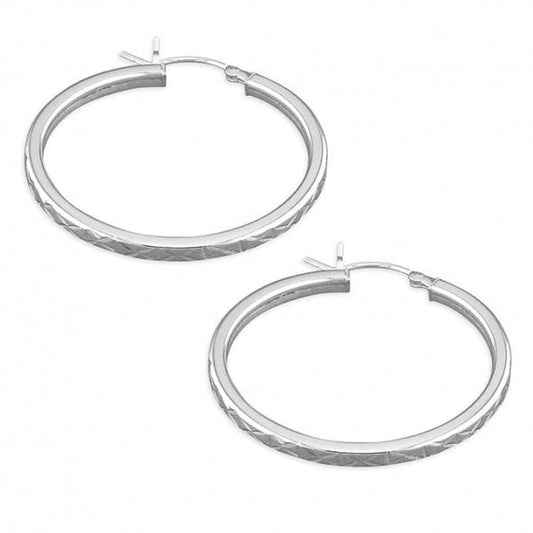 30mm diamond-cut creole hoop Earrings