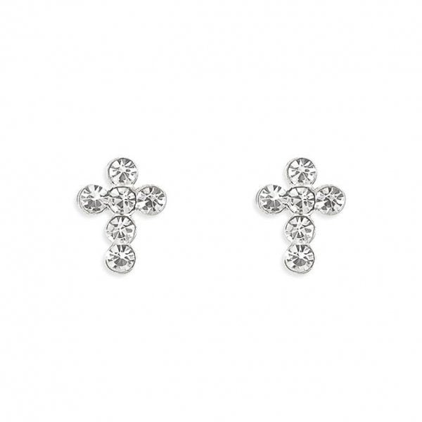 Small white crystal cross stud Earrings