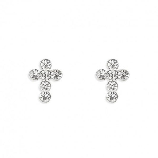 Small white crystal cross stud Earrings
