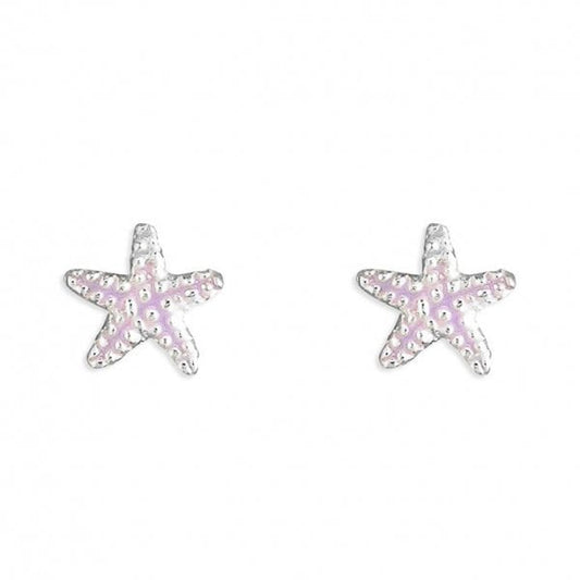 Purple enamel starfish stud Earrings