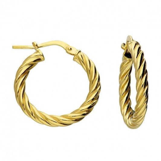 20mm Yellow gold plated soft twist creole hoop