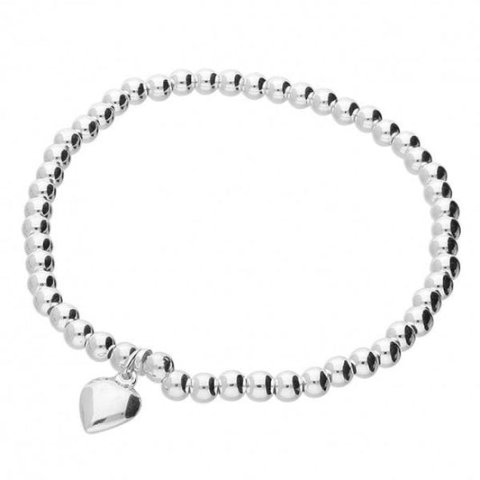 18cm elasticated beads with heart Bracelet