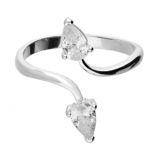 Split shank cubic zirconia pears Ring