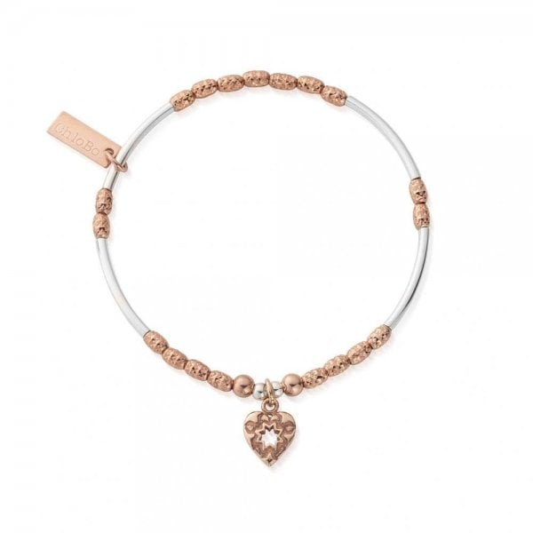 Rose Gold & Silver Star Heart Bracelet