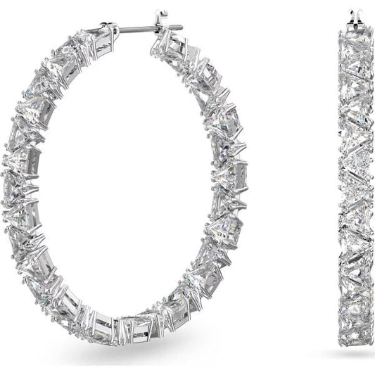 Ortyx hoop earrings, Triangle cut, White