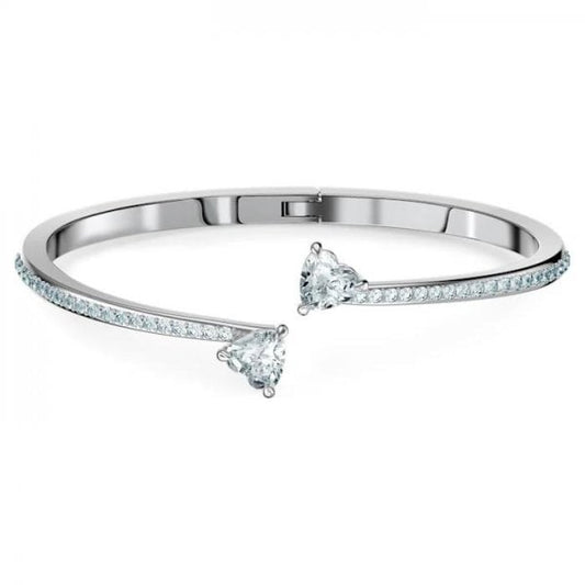 Attract Soul Heart Bangle, White, Rhodium plated S