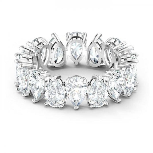 Vittore Pear Ring, White, Rhodium plated S60