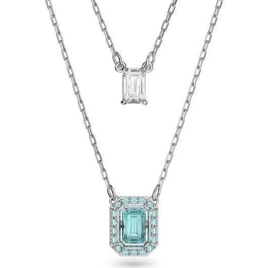 Millenia layered necklace, Octagon cut, Blue