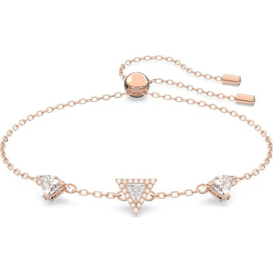 Ortyx bracelet, Triangle cut, White, Rose gold