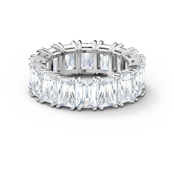 Vittore wide ring White, Rhodium plated S58