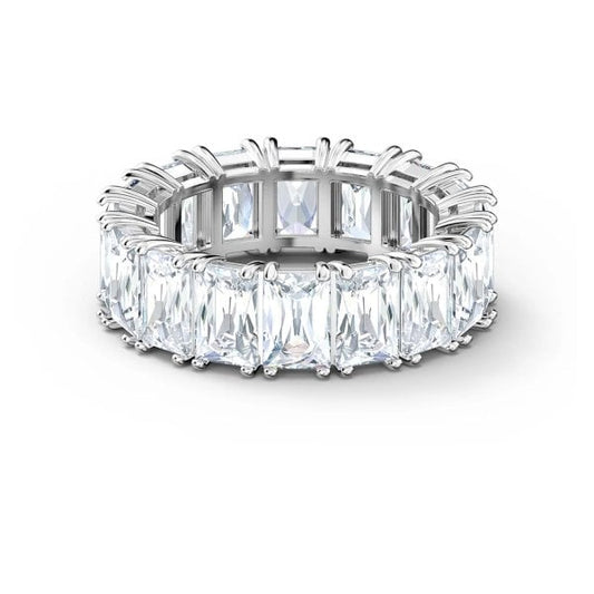 Vittore wide ring White, Rhodium plated S58