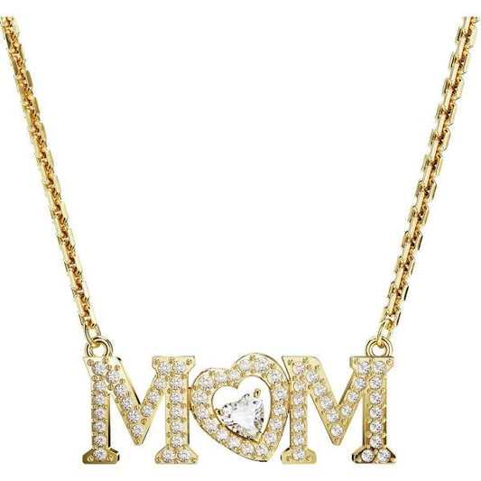 Mother’s Day necklace, Heart, White, Gold-tone