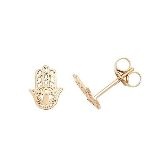 9CT YELLOW GOLD HAMSA STUD EARRINGS