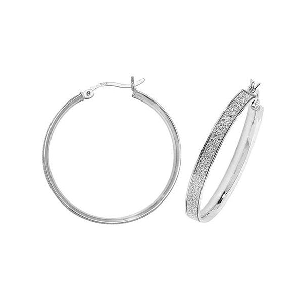 SILVER 30MM MOONDUST HOOP EARRINGS