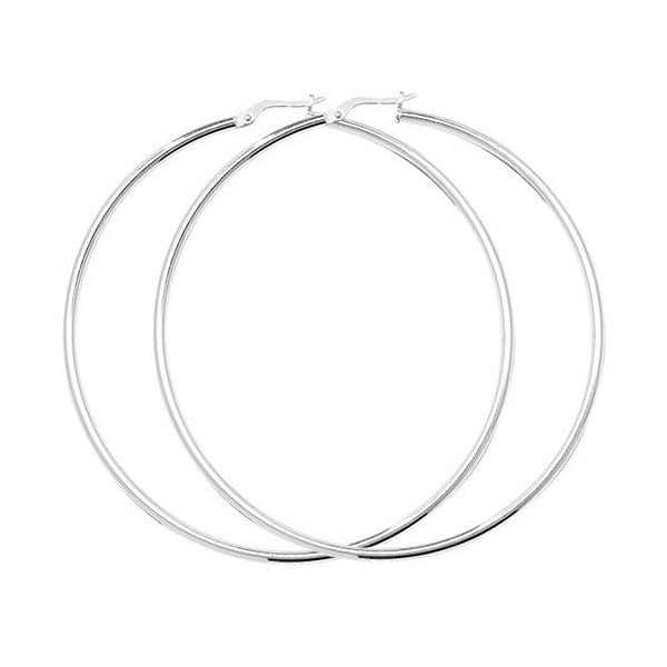 SILVER 60MM PLAIN HOOP EARRINGS