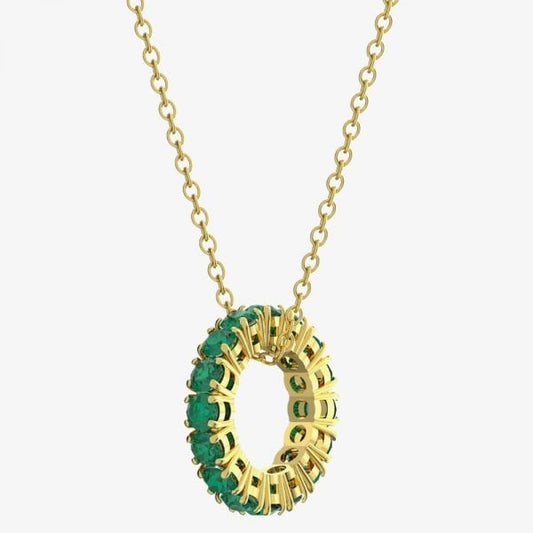 Exalta pendant, Round cut, Green, Gold-tone plated