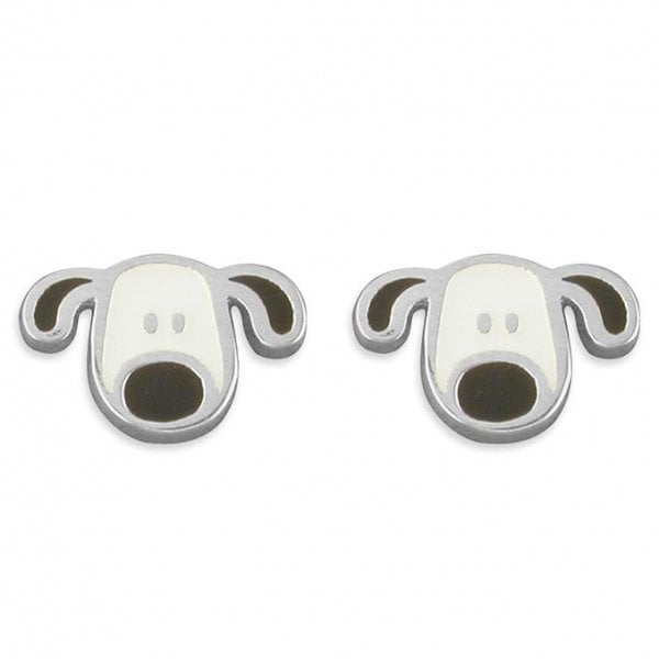 Pippa Patch Dog Silver Stud Earring