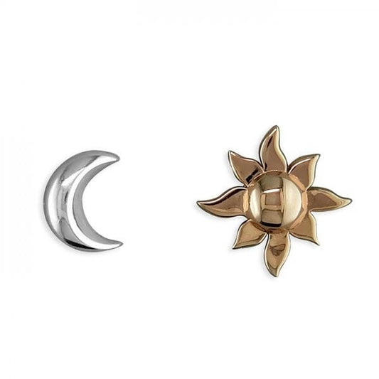 Sterling Silver Earrings - Rose Gold Sun & Moon