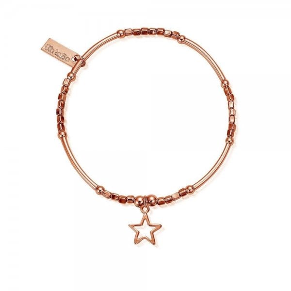 Rose Gold Mini Noodle Cube Small Open Star Bracele