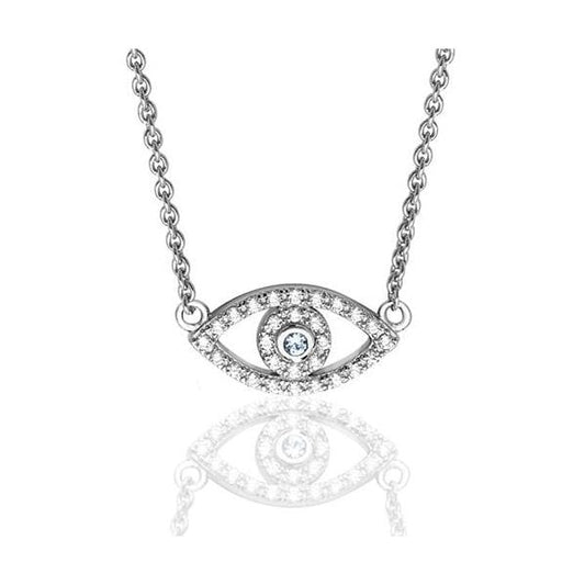 Silver Small CZ Evil Pendant & Chain