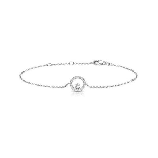 SILVER CZ HALO WITH SINGLE BUBBLE BRACELET
