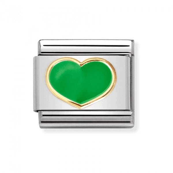 Gold Green Apple Heart Charm