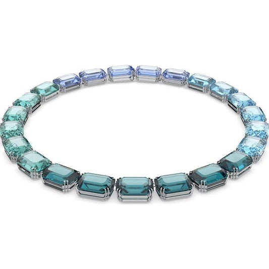 Millenia necklace, Octagon cut, Blue, Rhodium