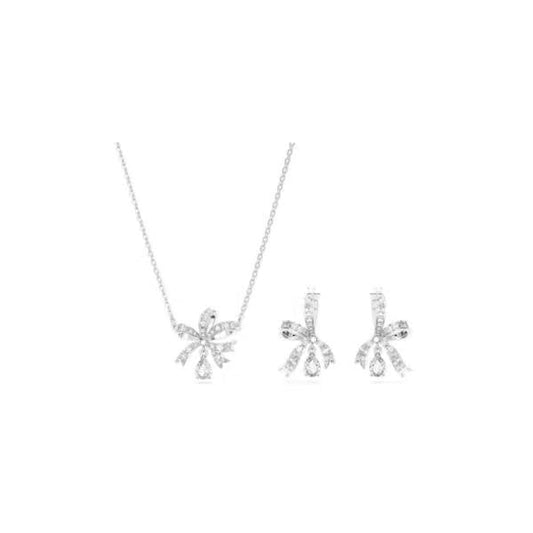 Volta set, Bow, White, Rhodium plated