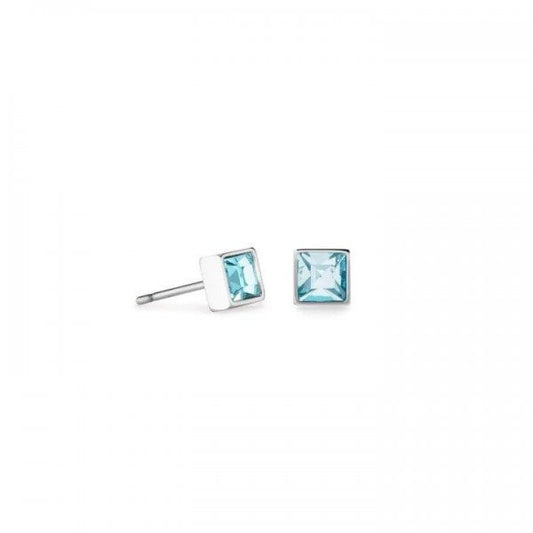 Brilliant Square Earrings Silver Aqua